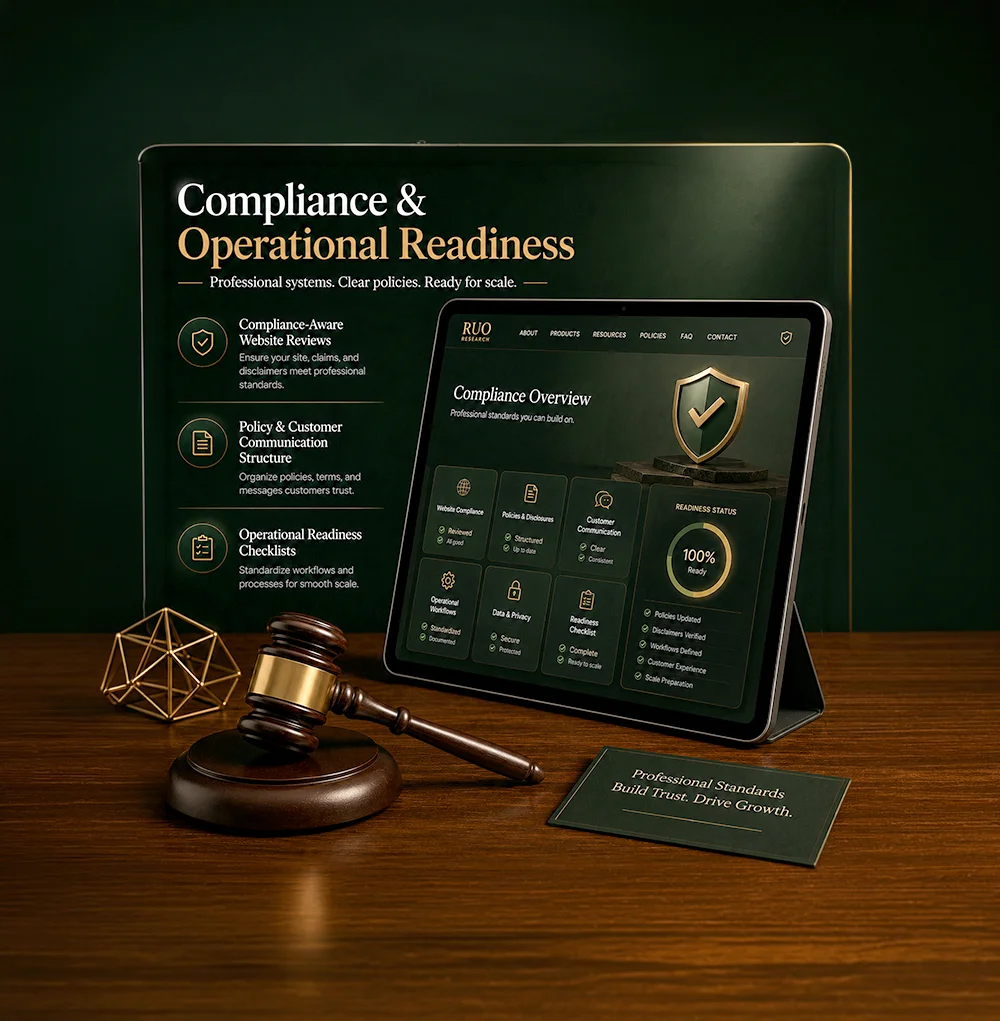 Compliance and operational readiness systems for RUO brands by Hatana Marketing